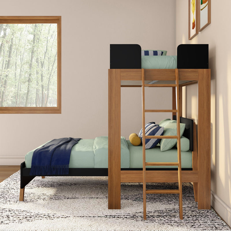 Mid-Century Modern Twin Over Full L-Shaped Bunk Bed