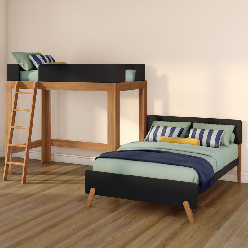 Mid-Century Modern Twin Over Full L-Shaped Bunk Bed