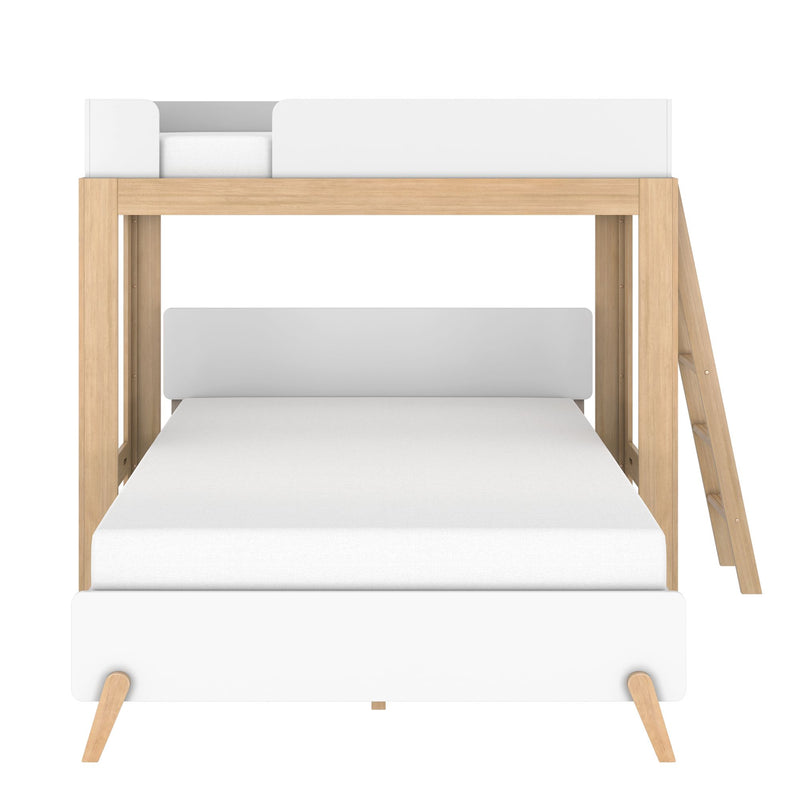 Mid-Century Modern Twin Over Queen L-Shaped Bunk Bed