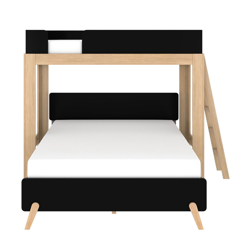 Mid-Century Modern Twin Over Queen L-Shaped Bunk Bed