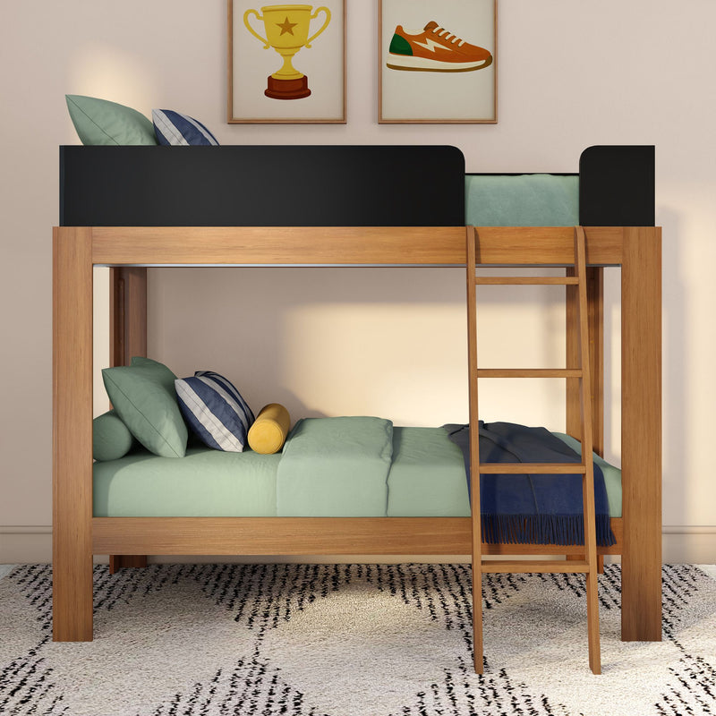 Mid-Century Modern Twin Over Twin Bunk Bed