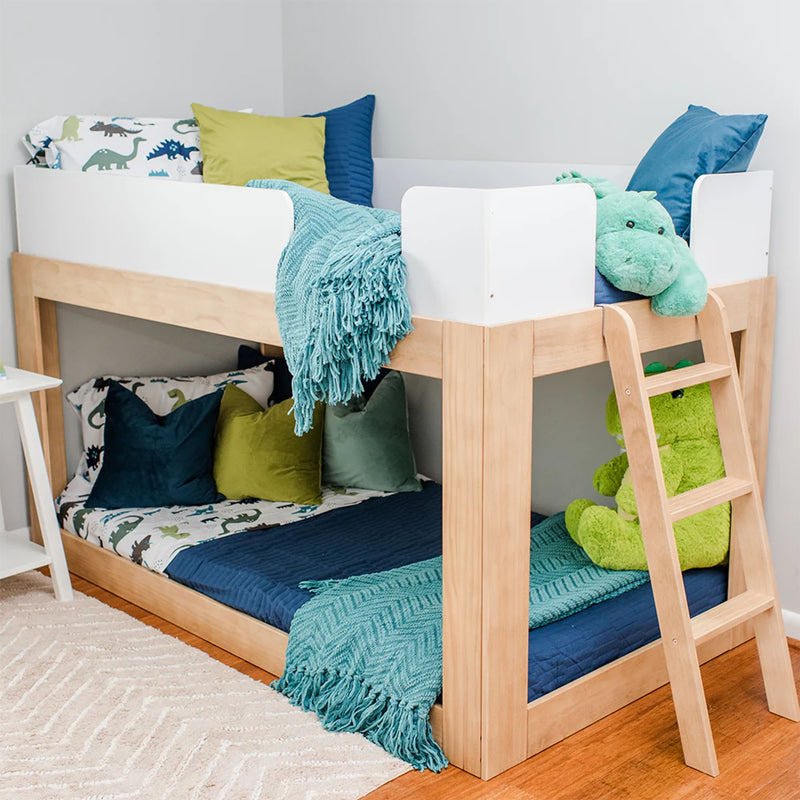 Mid-Century Modern Twin Over Twin Low Bunk Bed