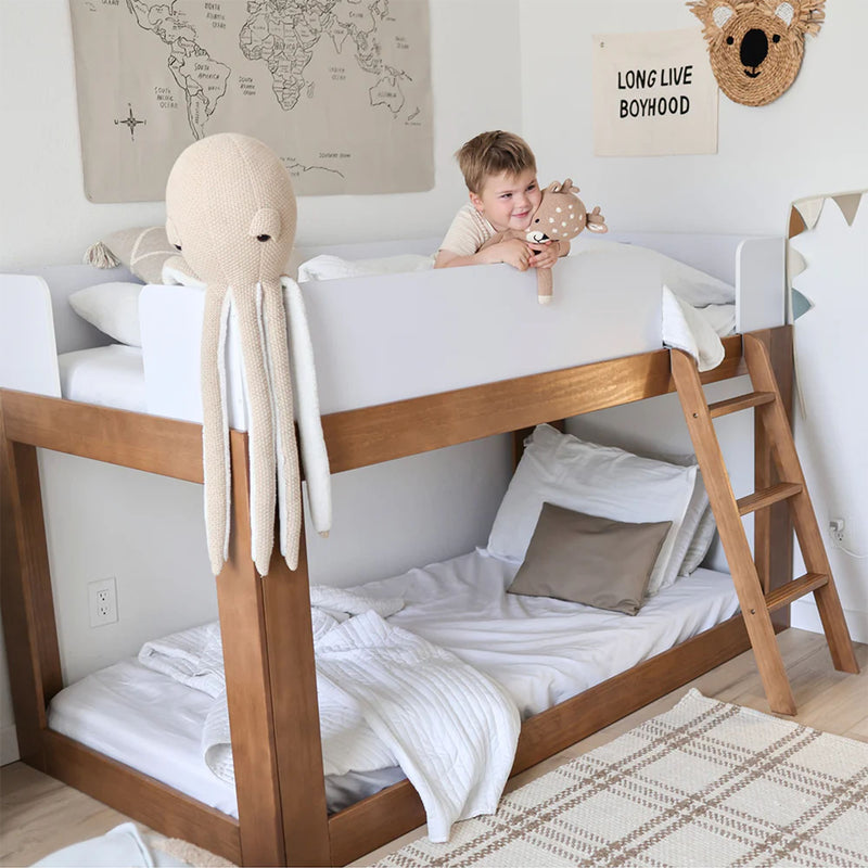 Mid-Century Modern Twin Over Twin Low Bunk Bed