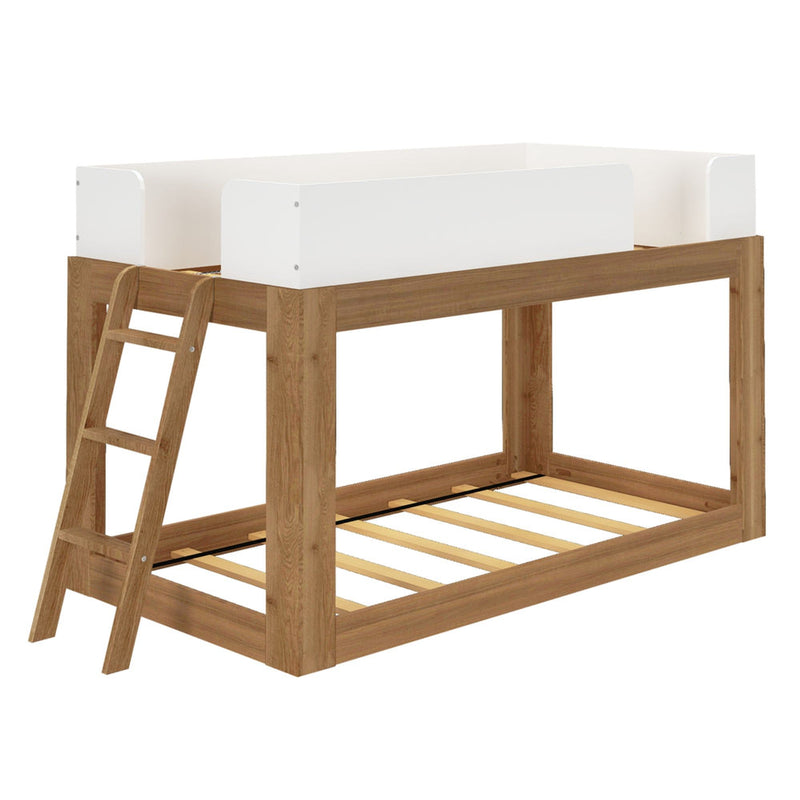 Mid-Century Modern Twin Over Twin Low Bunk Bed