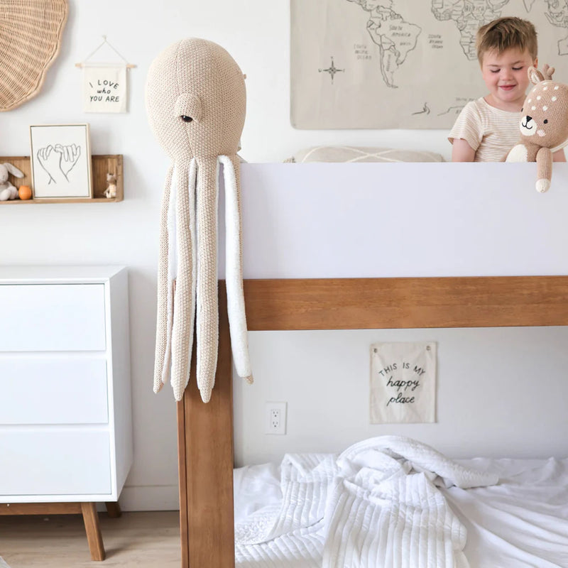 Mid-Century Modern Twin Over Twin Low Bunk Bed