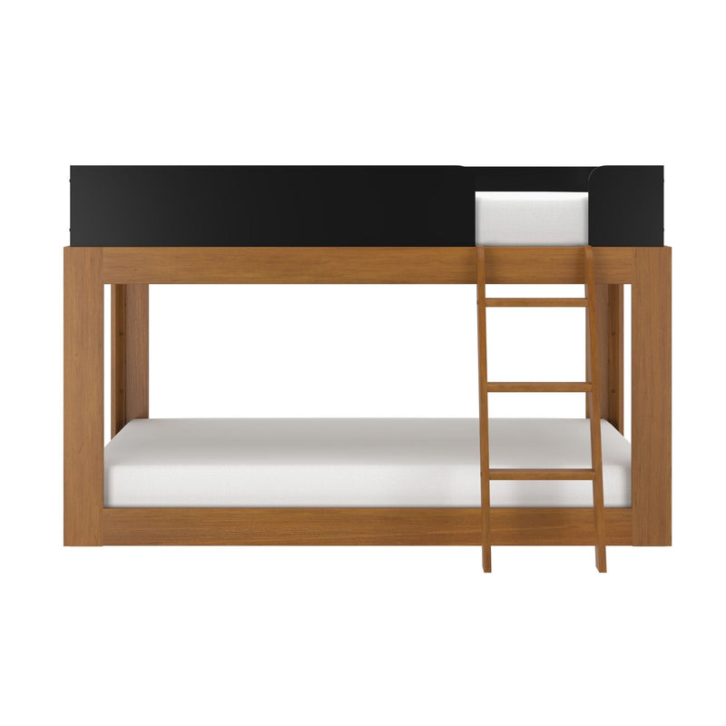 Mid-Century Modern Twin Over Twin Low Bunk Bed