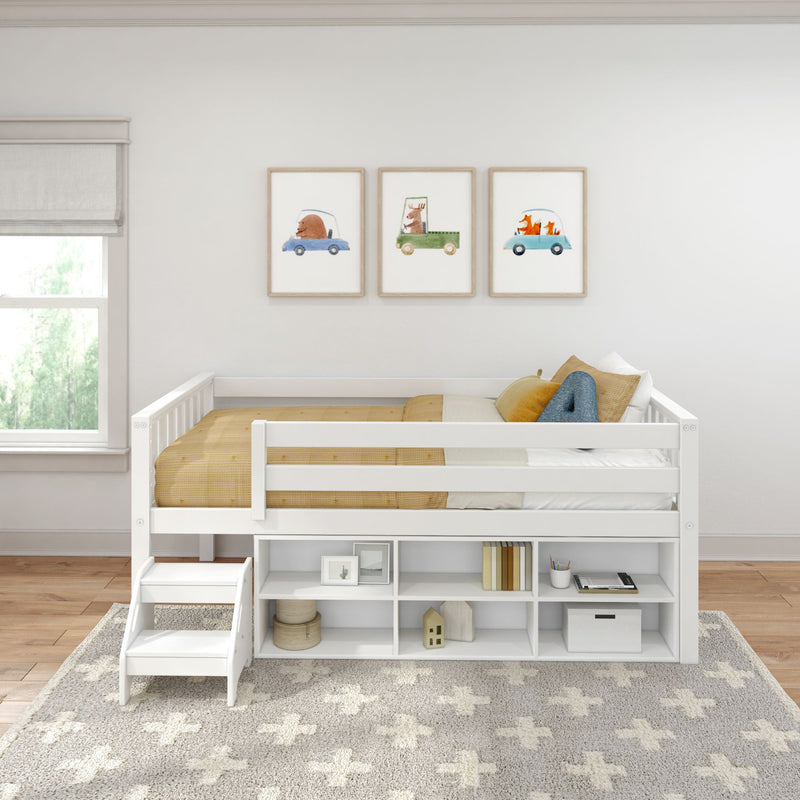 Soren Twin Ultra Low Loft Bed With Bookcase