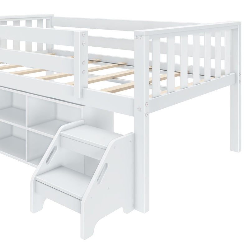 Soren Twin Ultra Low Loft Bed With Bookcase