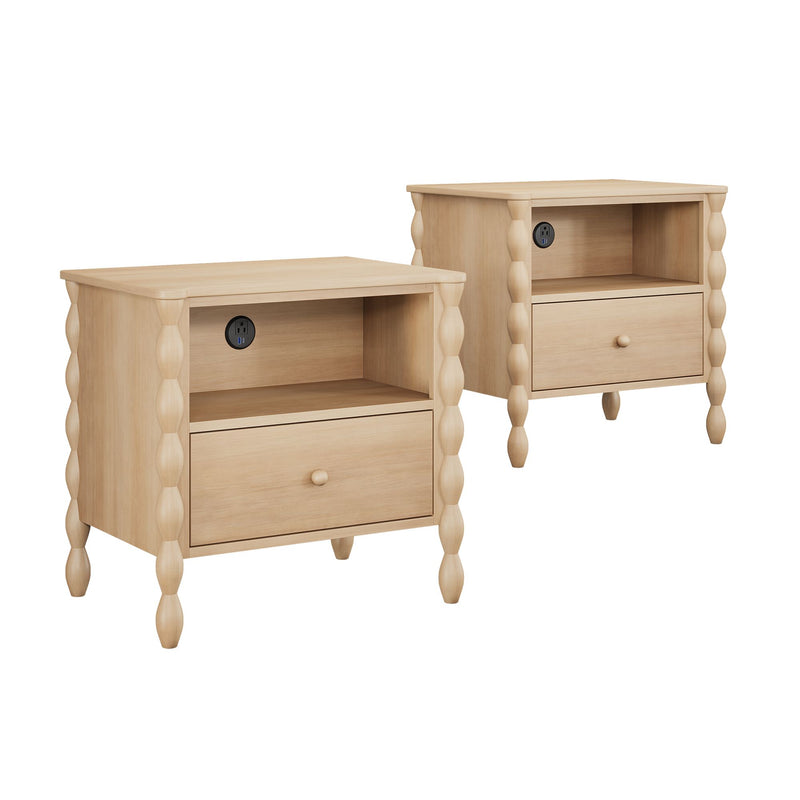Jenny Nightstand With Charging Station (Set of 2)