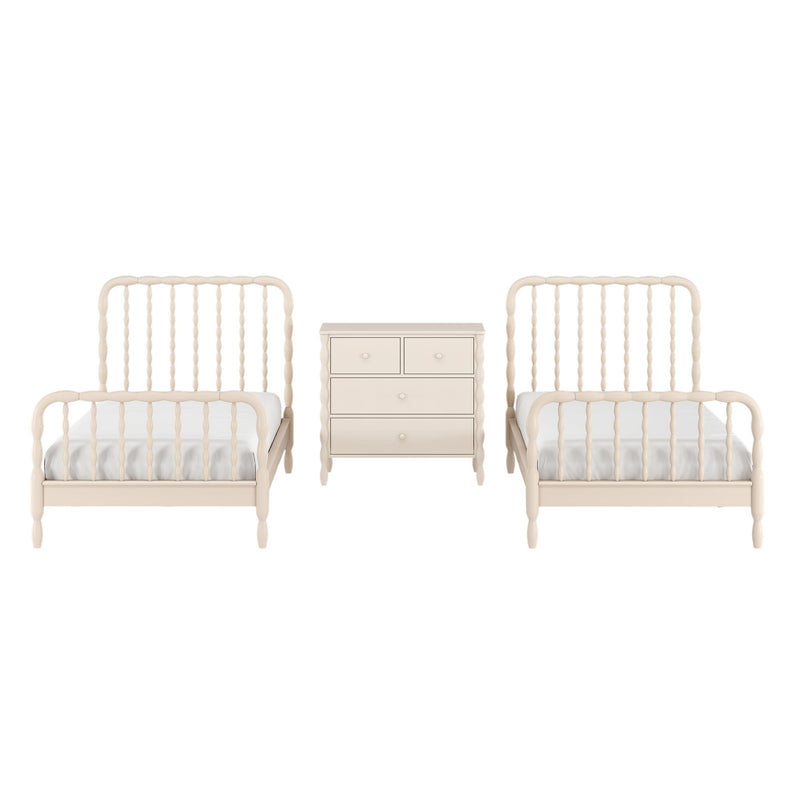 Jenny Twin Beds With 4-Drawer Dresser