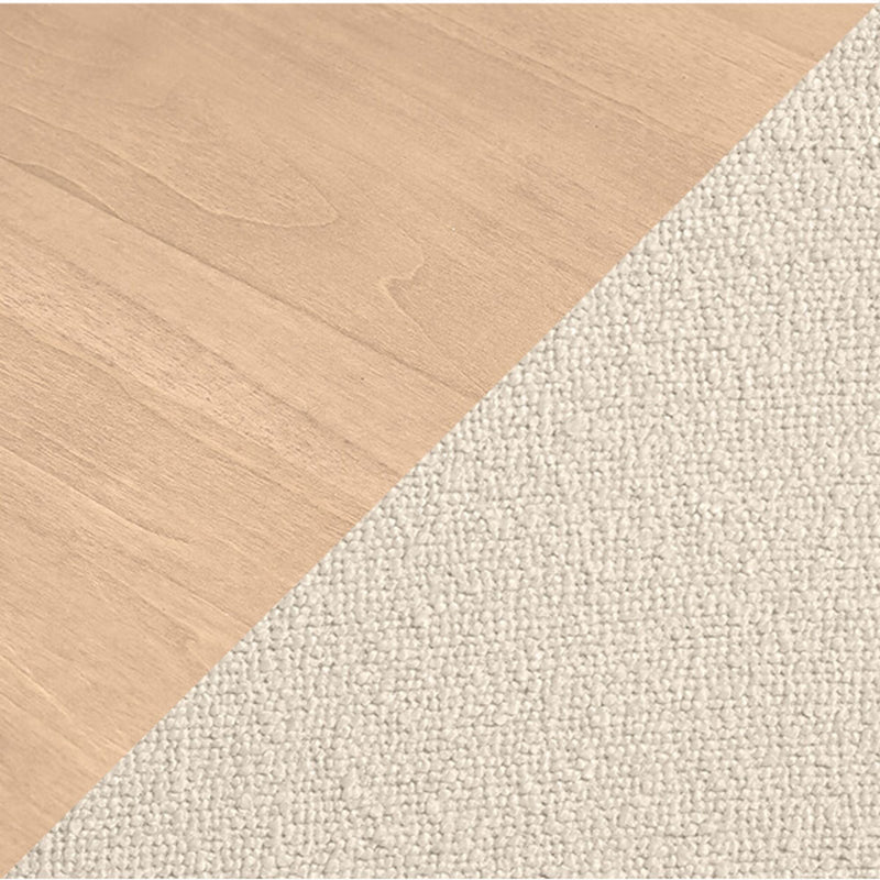 Diagonal flooring sample showing light maple hardwood and cream loop carpet textures