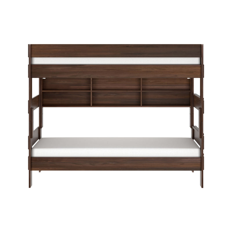 Modern Farmhouse Twin Over Twin Bunk Bed With Bookcase