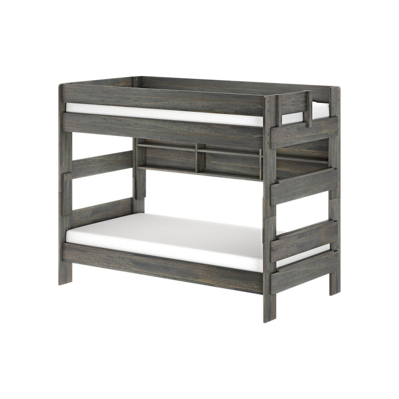 Modern Farmhouse Twin Over Twin Bunk Bed With Bookcase