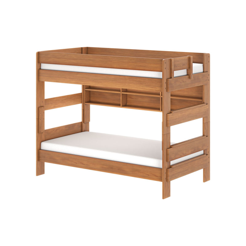 Modern Farmhouse Twin Over Twin Bunk Bed With Bookcase