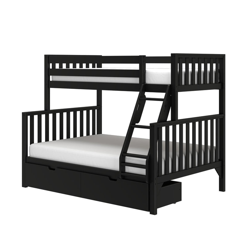 Scandinavian Twin Over Full Bunk Bed With Storage Drawers