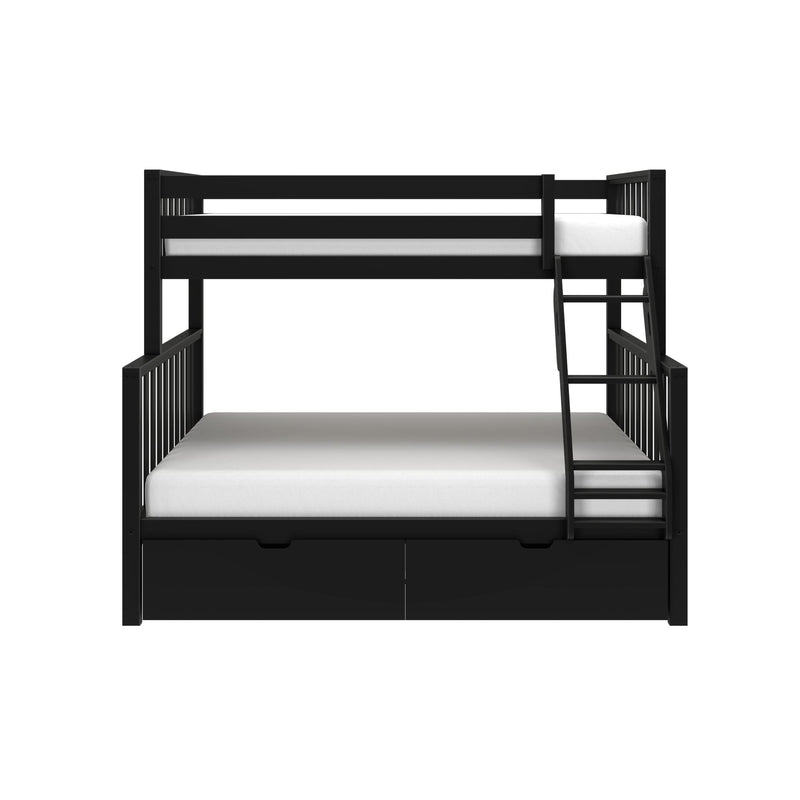 Scandinavian Twin Over Full Bunk Bed With Storage Drawers