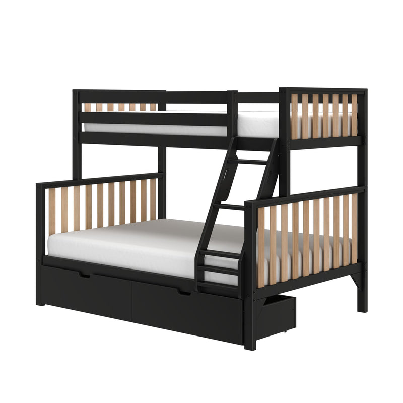 Scandinavian Twin Over Full Bunk Bed With Storage Drawers