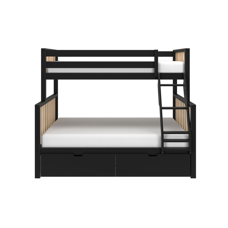 Scandinavian Twin Over Full Bunk Bed With Storage Drawers