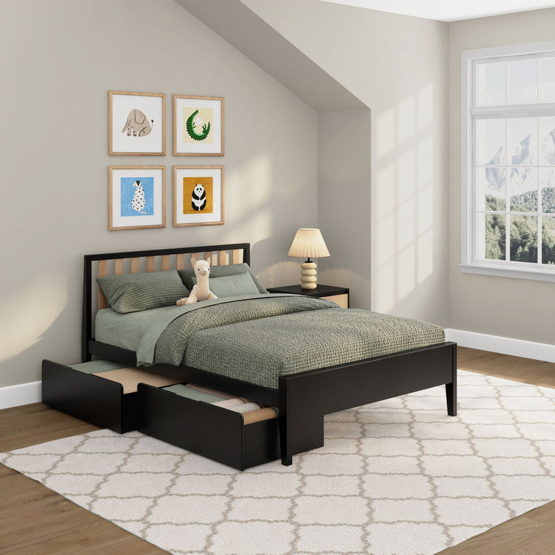 Scandinavian Full Bed with Underbed Storage Drawers