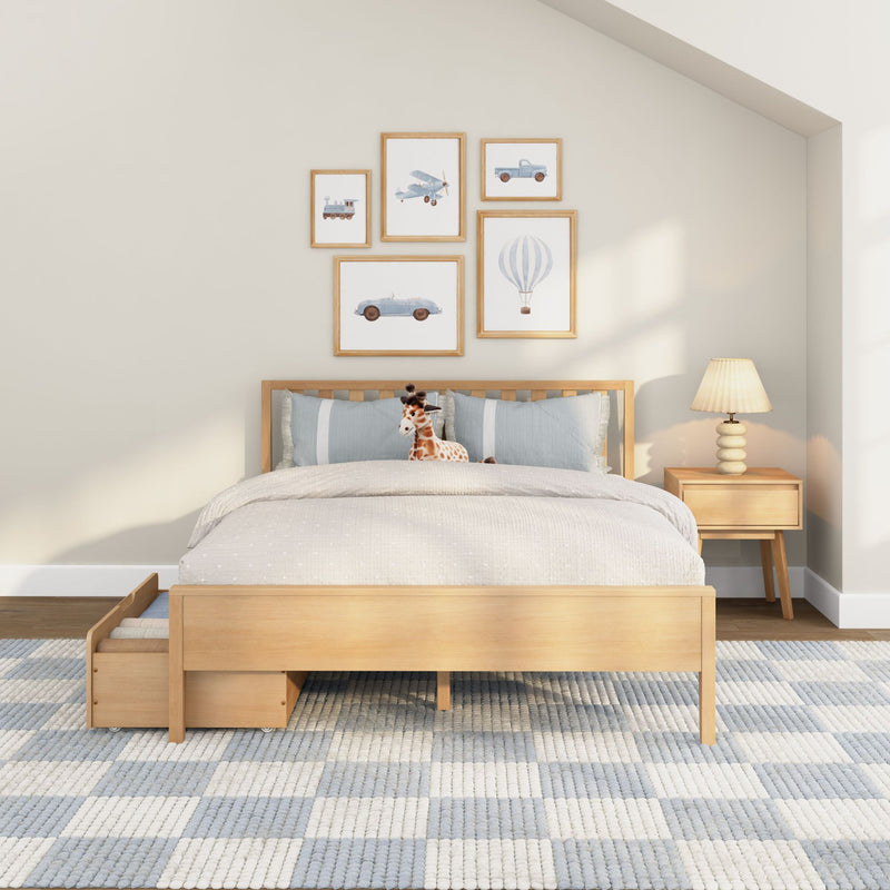 Scandinavian Queen Bed with Underbed Storage Drawers