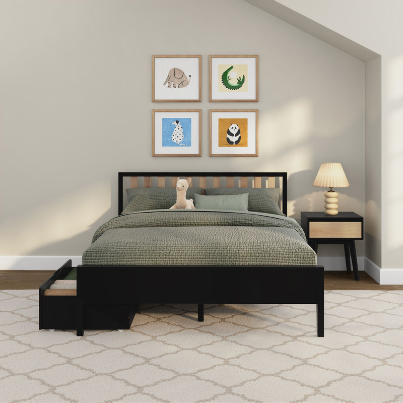 Scandinavian Queen Bed with Underbed Storage Drawers