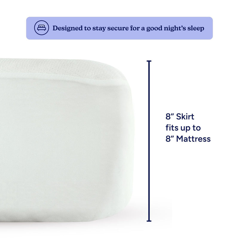 8-inch mattress protector with secure fit skirt designed for optimal comfort and protection during sleep.