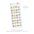Full sheet of 32 pastel watercolor monster nail decals – assorted cute monster faces, peel-and-stick nail art stickers