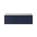 Modern navy blue dresser with white changing pad on top — nursery changing table with spacious storage drawers