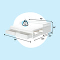 White wooden daybed with mattress and two pull-out storage drawers, labeled 83×45×25 in dimensions and 400 lb weight capacity — modern kids' storage bed