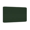 Dark green textured rectangular fabric mat with rounded corners on white background, close-up of a floor or bath mat
