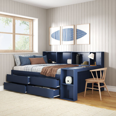 Jack Full Captain’s Bed With Bookcase & Desk