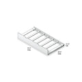 Isometric assembly diagram of a wooden slatted bed frame showing slats, side rails and end panel with dimensions 74 1/2″ long × 40 3/4″ wide × 11 3/4″ tall on a white background