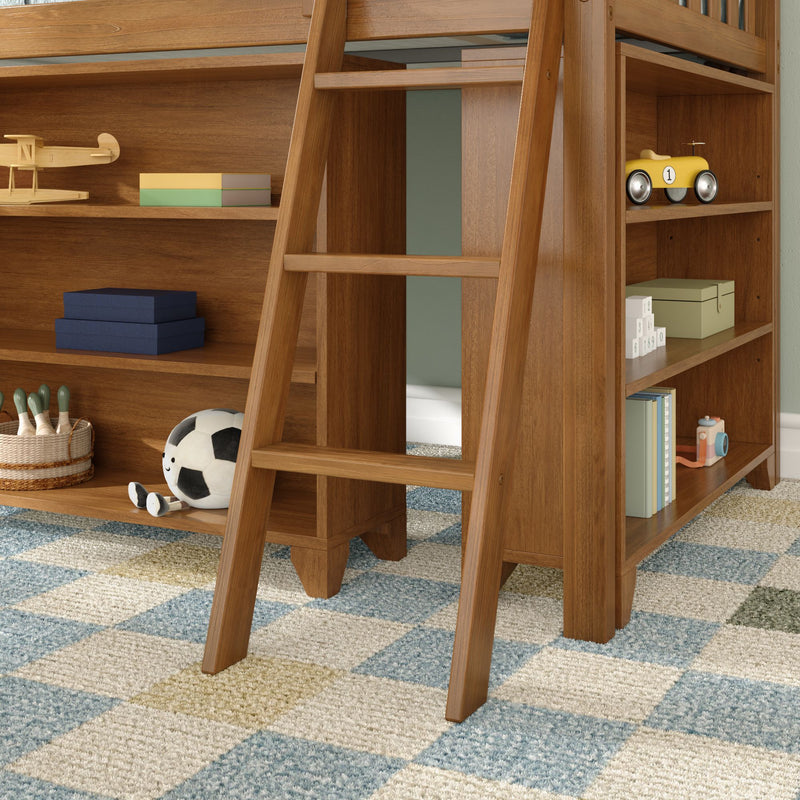 Twin Low Loft Bed With Desk & Bookcases