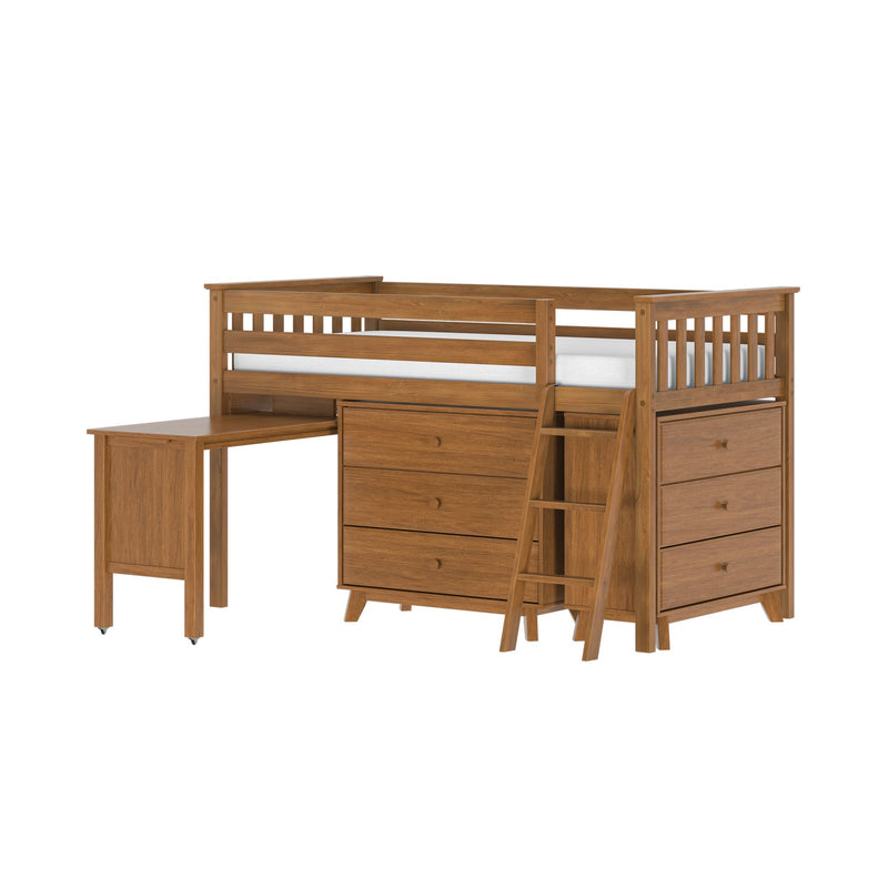 Twin Low Loft Bed With Desk & Dressers