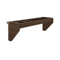 Dark walnut floating wooden bedside shelf with built-in cup holder and metal mounting brackets, modern wall-mounted bedroom organizer