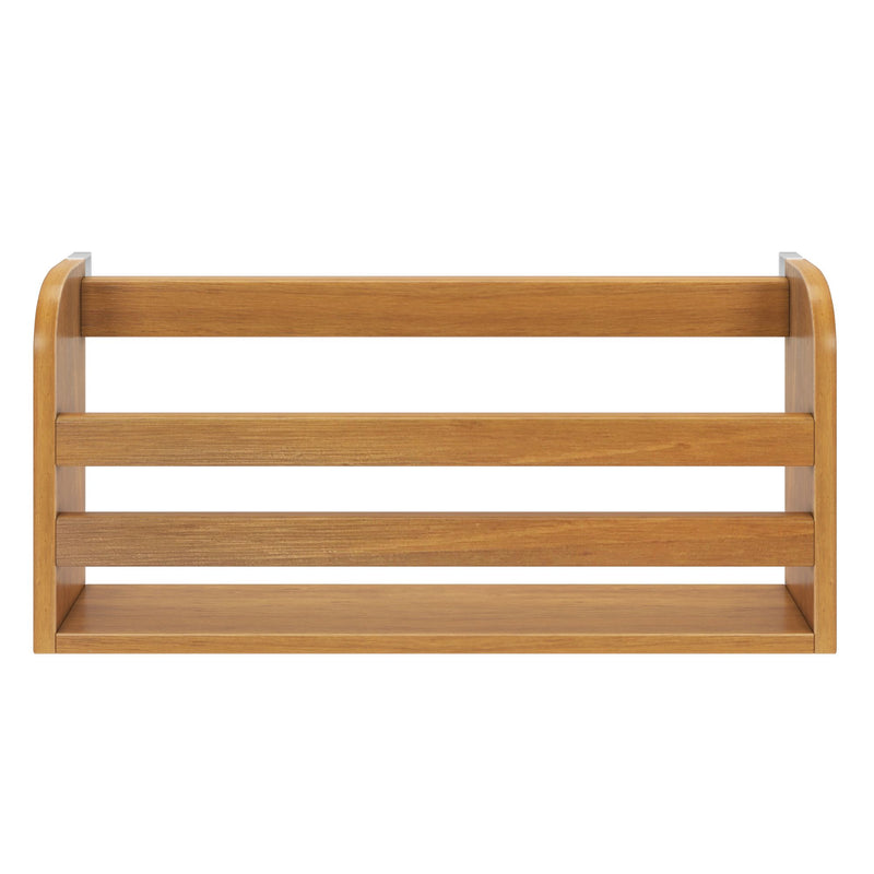 Solid wood slatted bed headboard in natural oak finish with minimalist modern rounded posts