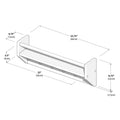 Wall-mounted coat rack dimensions in inches and centimeters, featuring hooks for hanging items, ideal for organizing spaces.