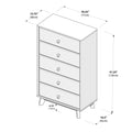 Line drawing of a tall chest of drawers with six drawers and angled legs, product dimensions labeled 30.25" W x 15.75" D x 51.25" H (77 x 40 x 130 cm)