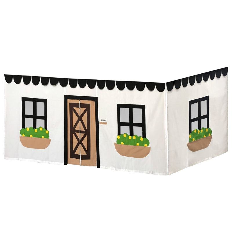 Kids' playhouse cover with door and window design, ideal for home play spaces.