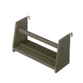 Wall-mounted single-shelf wooden storage rack with hanging rod in gray oak finish for shoes, towels, or kitchen accessories