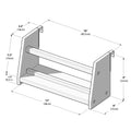 Isometric line drawing of a wooden wall-mounted slatted shelf with side brackets and labeled dimensions 15" (38cm) length, 16" (40.5cm) width, 9" (23cm) height