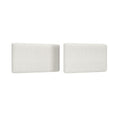 Pair of off-white textured boucle cushions with rounded corners on a white background, minimalist sofa or headboard accents