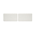 Pair of beige textured upholstered headboard panels with rounded tops on a white background