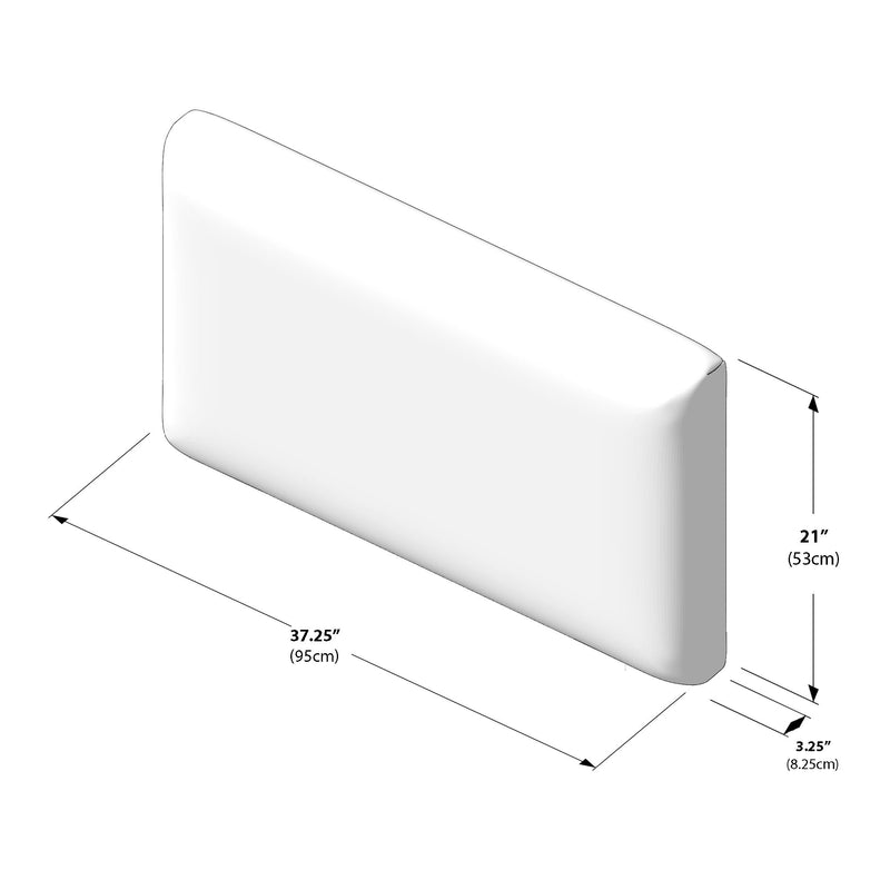 White wedge support pillow with rounded edges, triangular backrest cushion for bed or sofa, dimensions 37.25" x 21" x 3.25" (95 x 53 x 8.25 cm)
