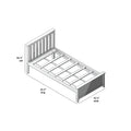 Wooden platform bed frame with slatted headboard, assembly diagram showing dimensions 81.5 in long × 42.5 in wide × 36.75 in tall