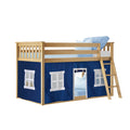 Twin Over Twin Low Bunk Bed With Curtain