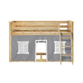 Twin Over Twin Low Bunk Bed With Curtain