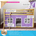 Twin Over Twin Low Bunk Bed With Curtain