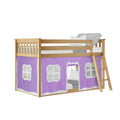 Twin Over Twin Low Bunk Bed With Curtain