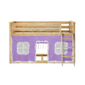 Twin Over Twin Low Bunk Bed With Curtain